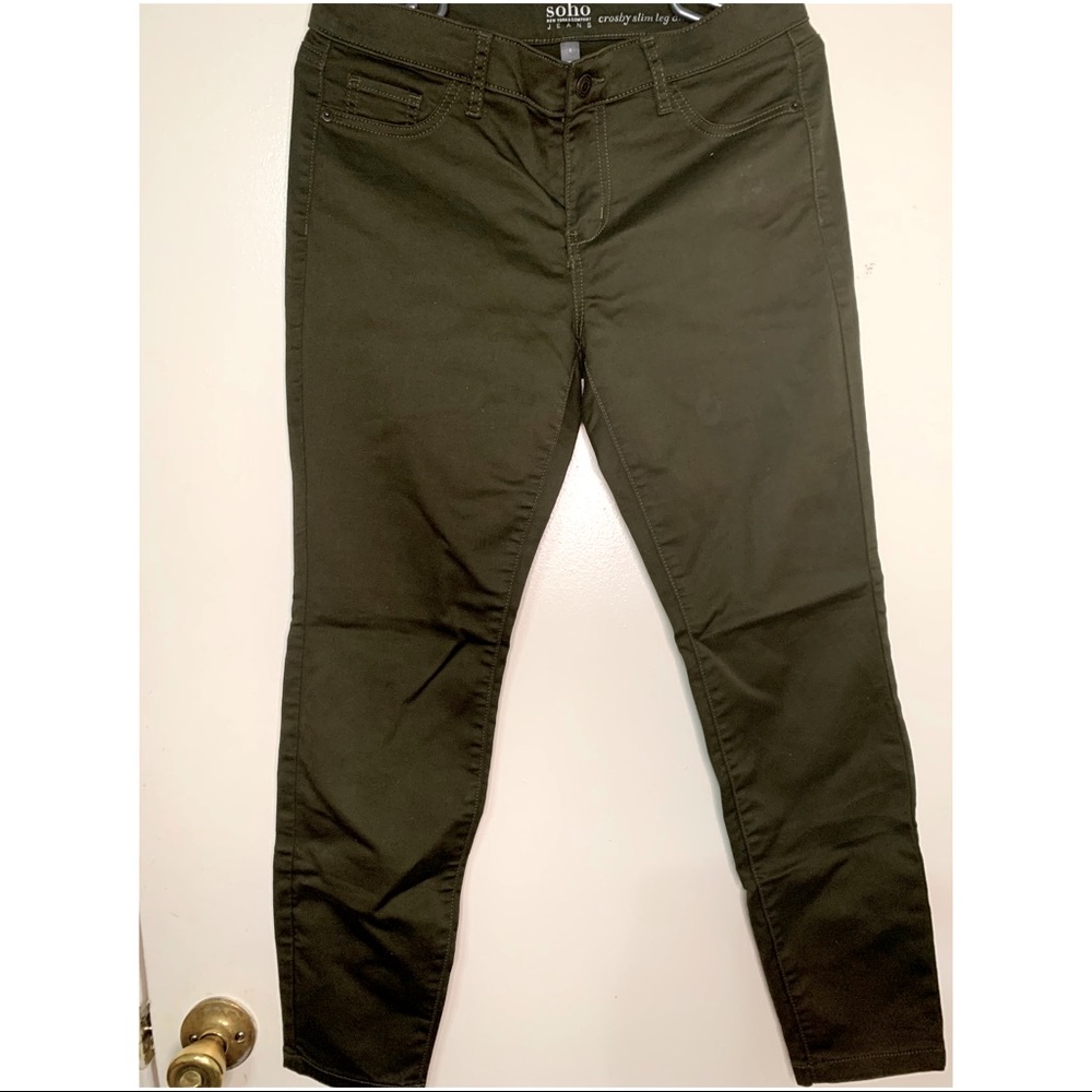 Olive green slim leg ankle pants